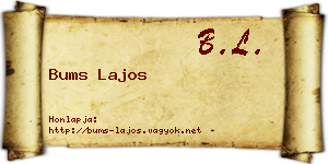 Bums Lajos névjegykártya